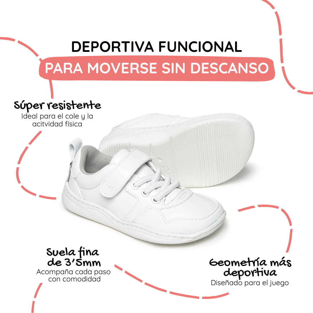 zapatilla deportiva infantil rocker barefoot blanco olocau ss26 02 | Blanco Microfibra