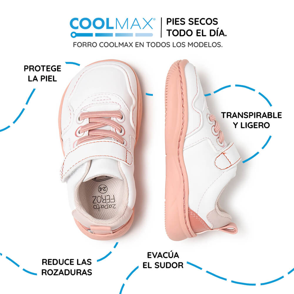 zapatilla deportiva infantil rocker barefoot blanco rosa olocau ss26 04