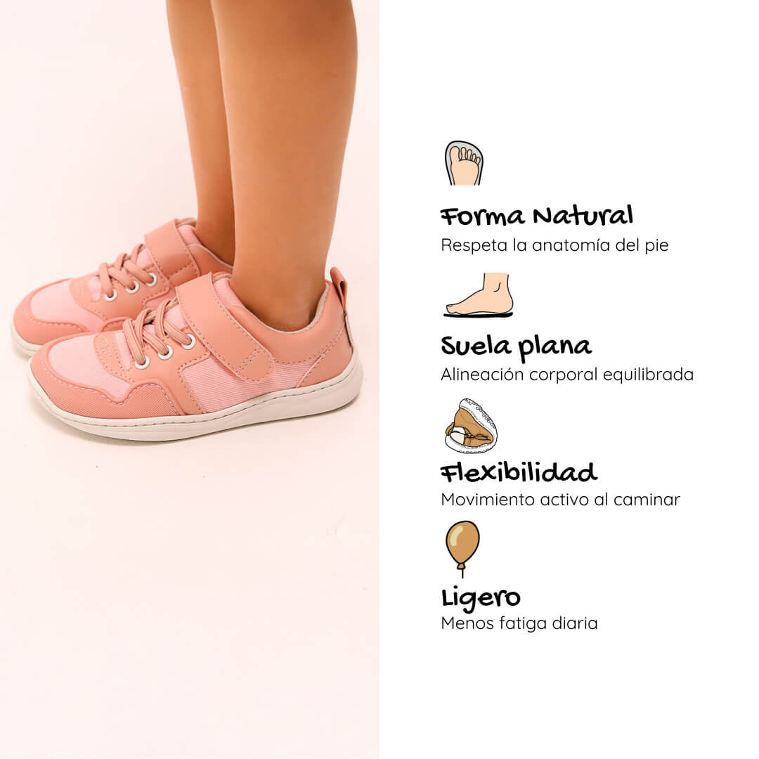 zapatilla deportiva infantil rocker barefoot rosa olocau ss26 03