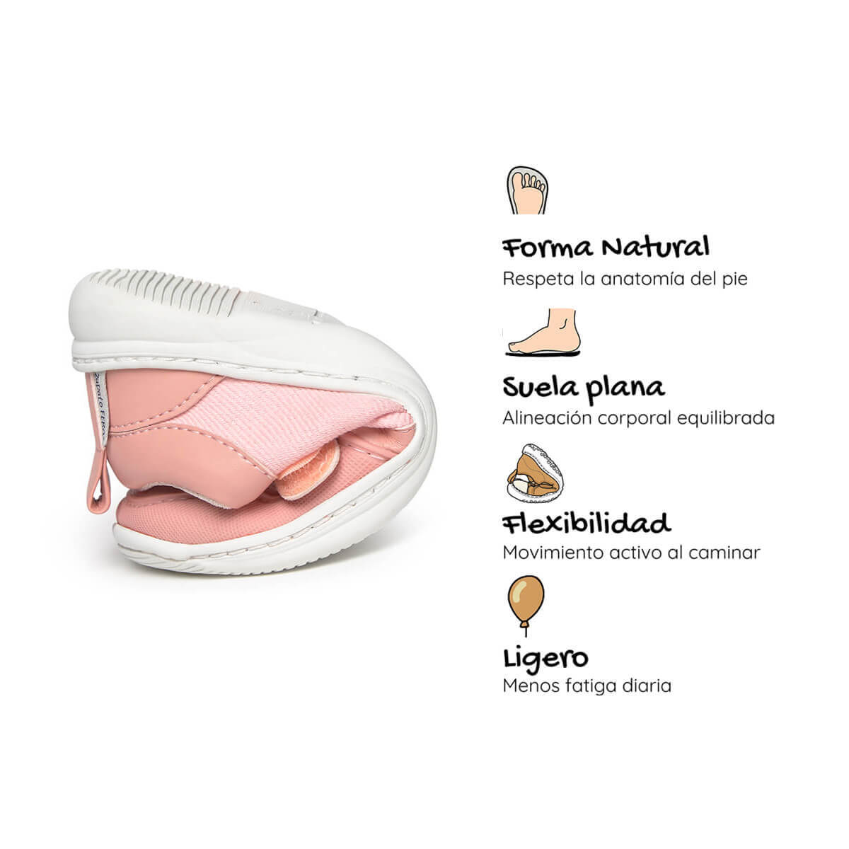 zapatilla deportiva infantil rocker barefoot rosa olocau ss26