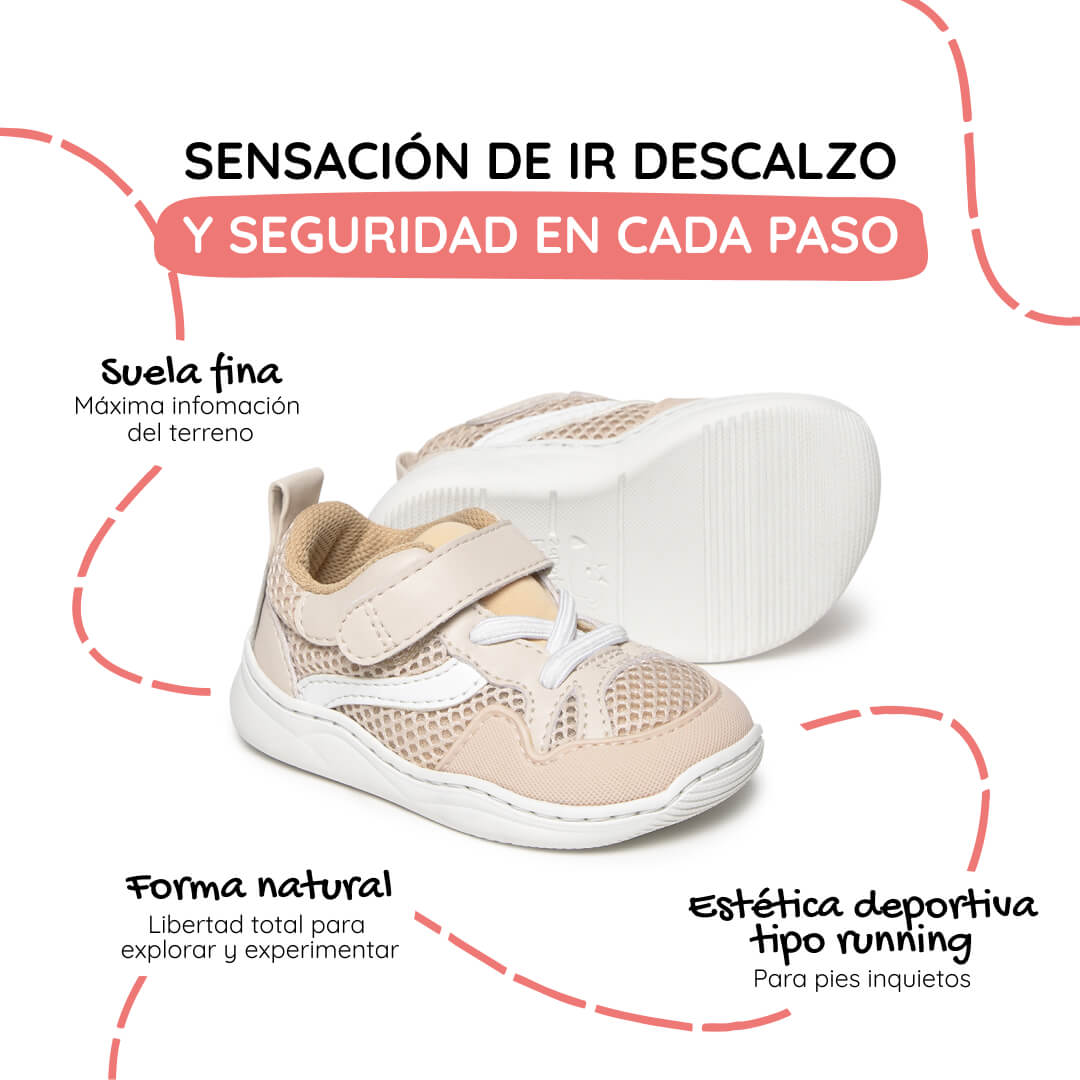 zapatillas barefoot bebe beige andar descalzo tibi feroz ss26 02