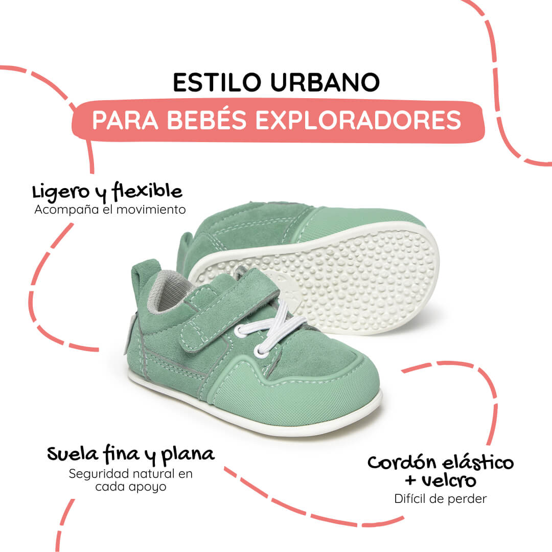zapatillas barefoot bebe verde mint menta primeros pasos cheste feroz ss26 02