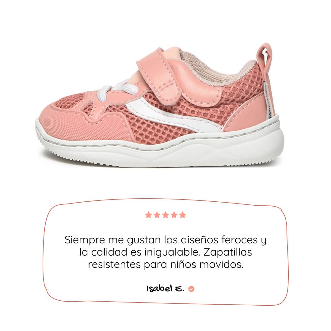 zapatillas barefoot bebes rosa movimiento natural tibi feroz ss26 01 | rosa microfibra rejilla