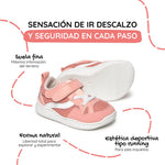 zapatillas barefoot bebes rosa movimiento natural tibi feroz ss26 02 | rosa microfibra rejilla
