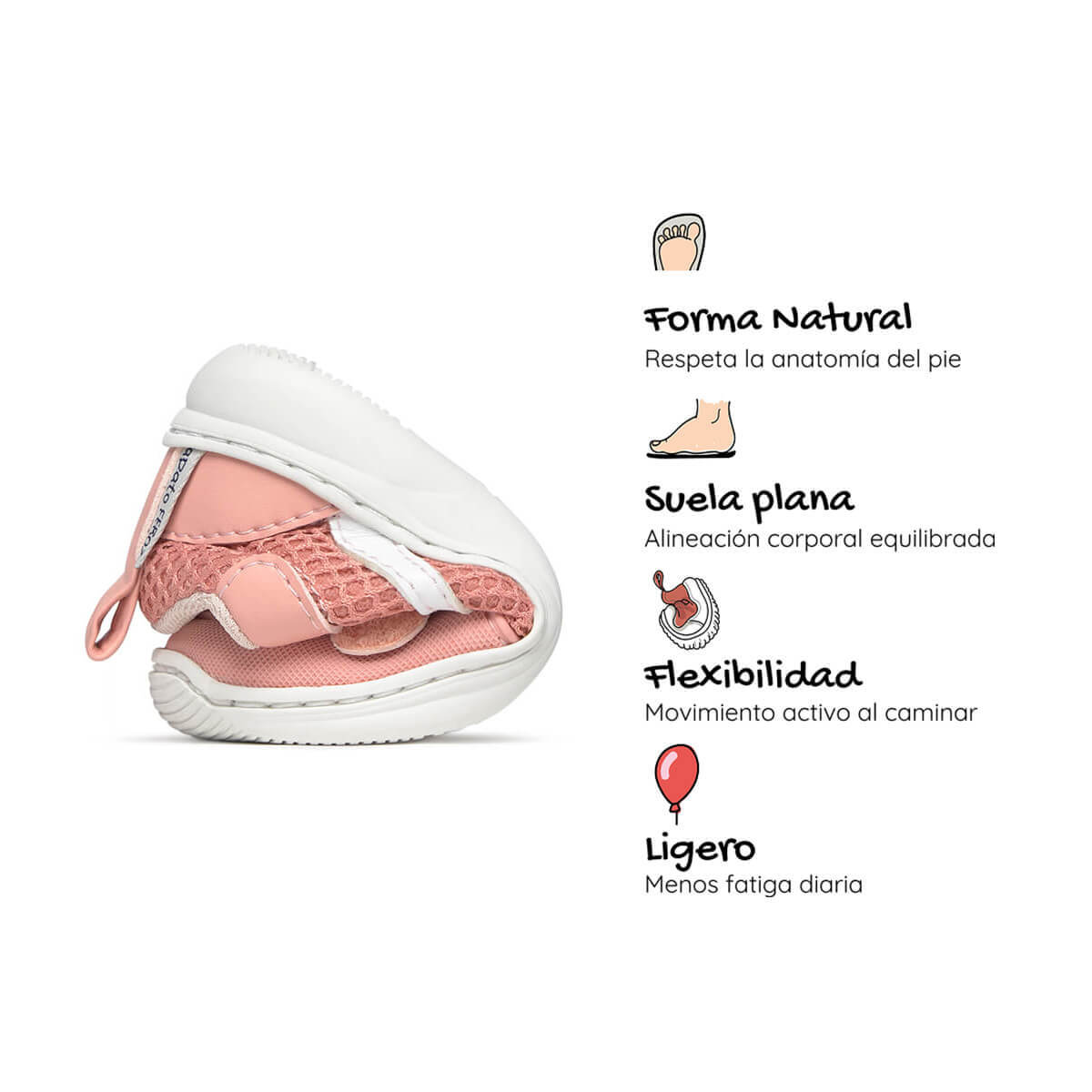 zapatillas barefoot bebes rosa movimiento natural tibi feroz ss26 05 | rosa microfibra rejilla