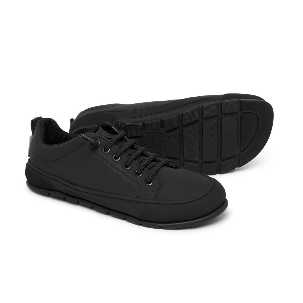 zapatillas barefoot casual urbanas cordones color negro paterna adulto aw24 02