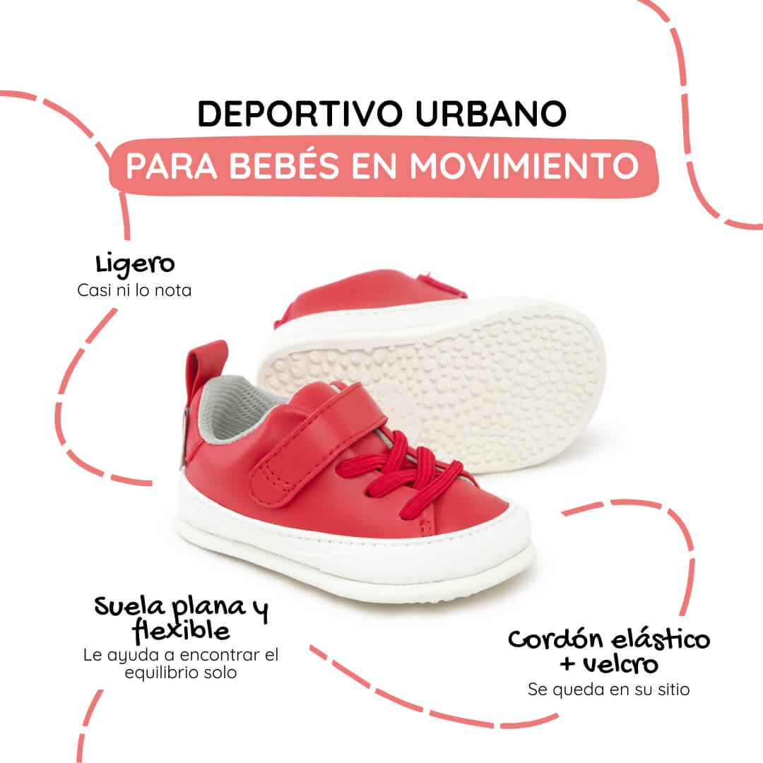 zapatillas barefoot cordones elasticos velcro bebe color rojo turia feroz ss26 1000
