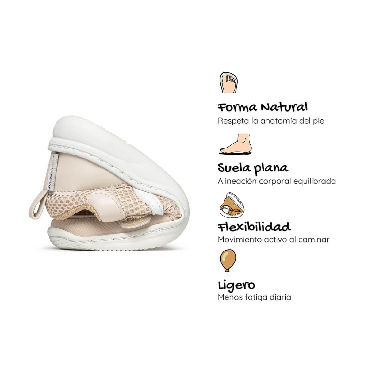 zapatillas barefoot infantil beige tibi rocker ss26 05| beige Microfibra Rejilla