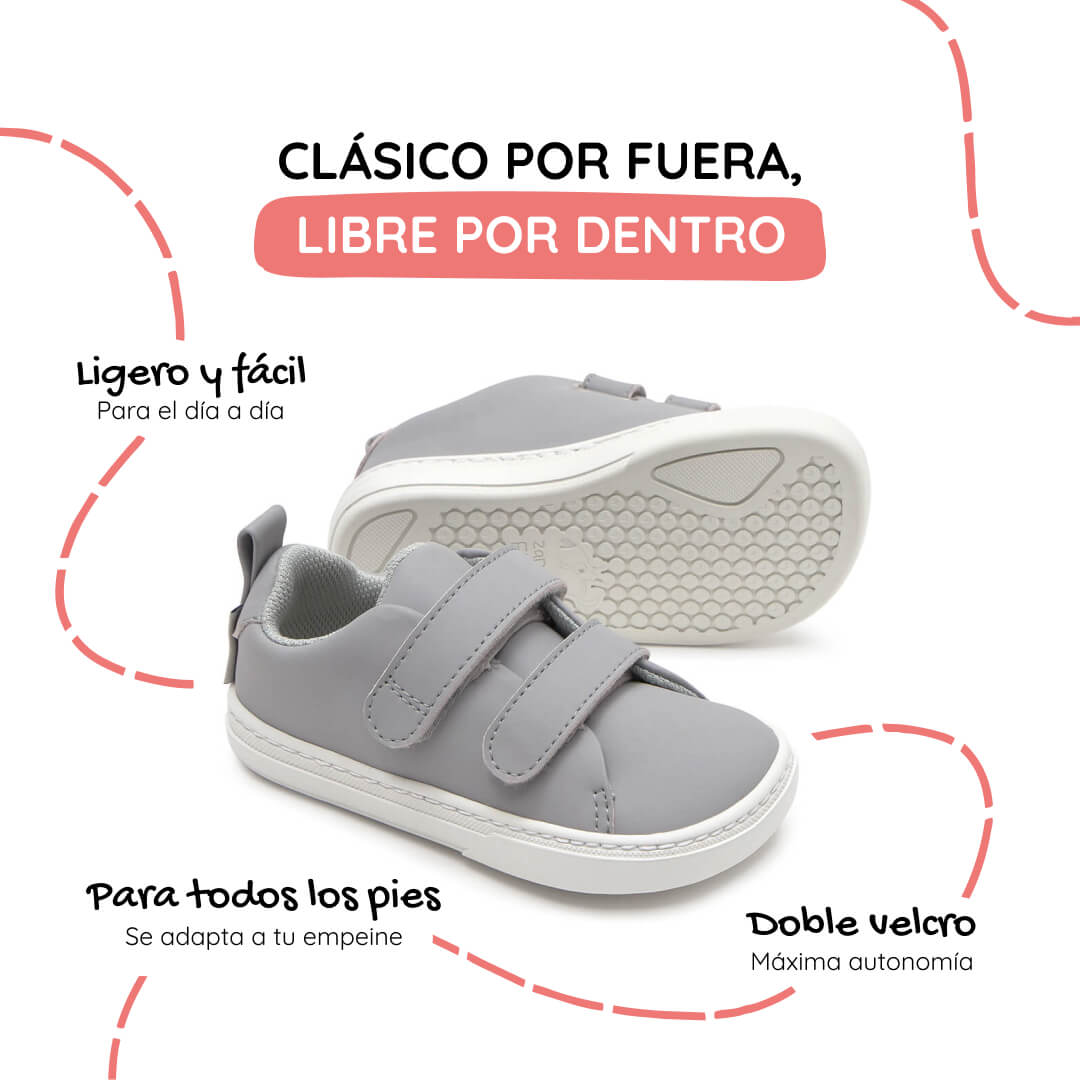zapatillas barefoot respetuoso desarrollo pies ninos color gris valencia rocker ss26 1000 | gris microfibra