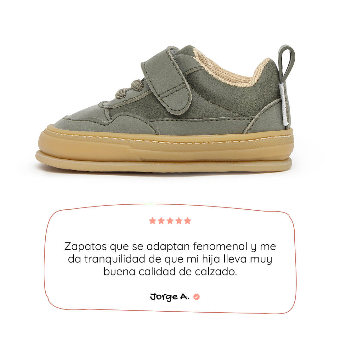 zapatillas barefoot veganas bebe verde kaki faura feroz ss25 01