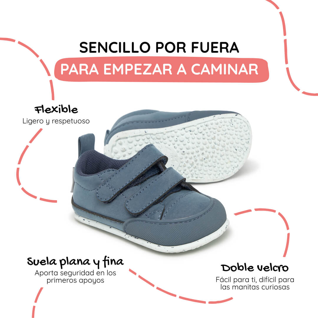 zapatillas bebe respetuosas libertad movimiento caminar correr saltar azul denim moraira feroz aw25 1000