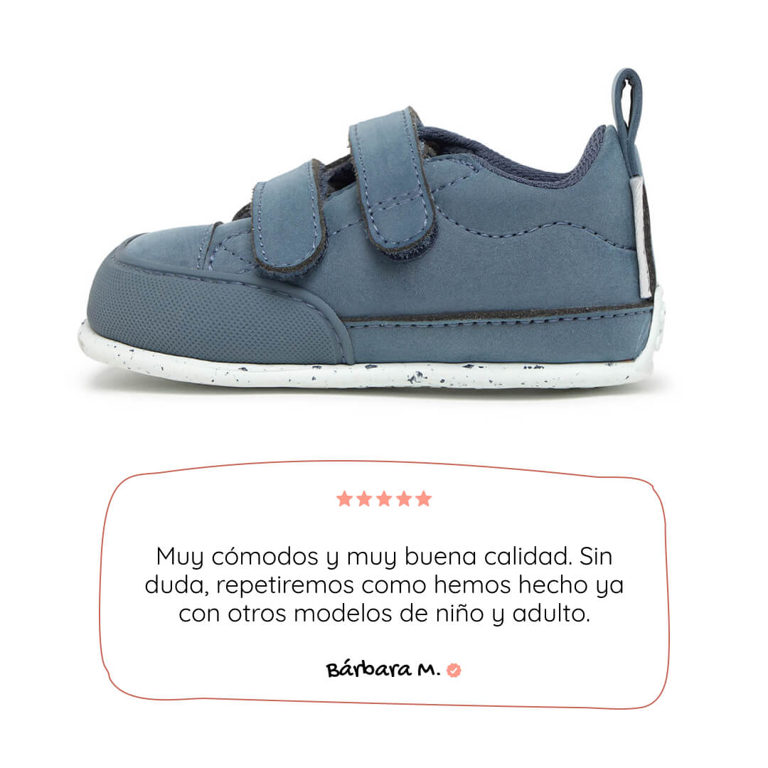 zapatillas bebe respetuosas libertad movimiento caminar correr saltar azul denim moraira feroz ss26 01