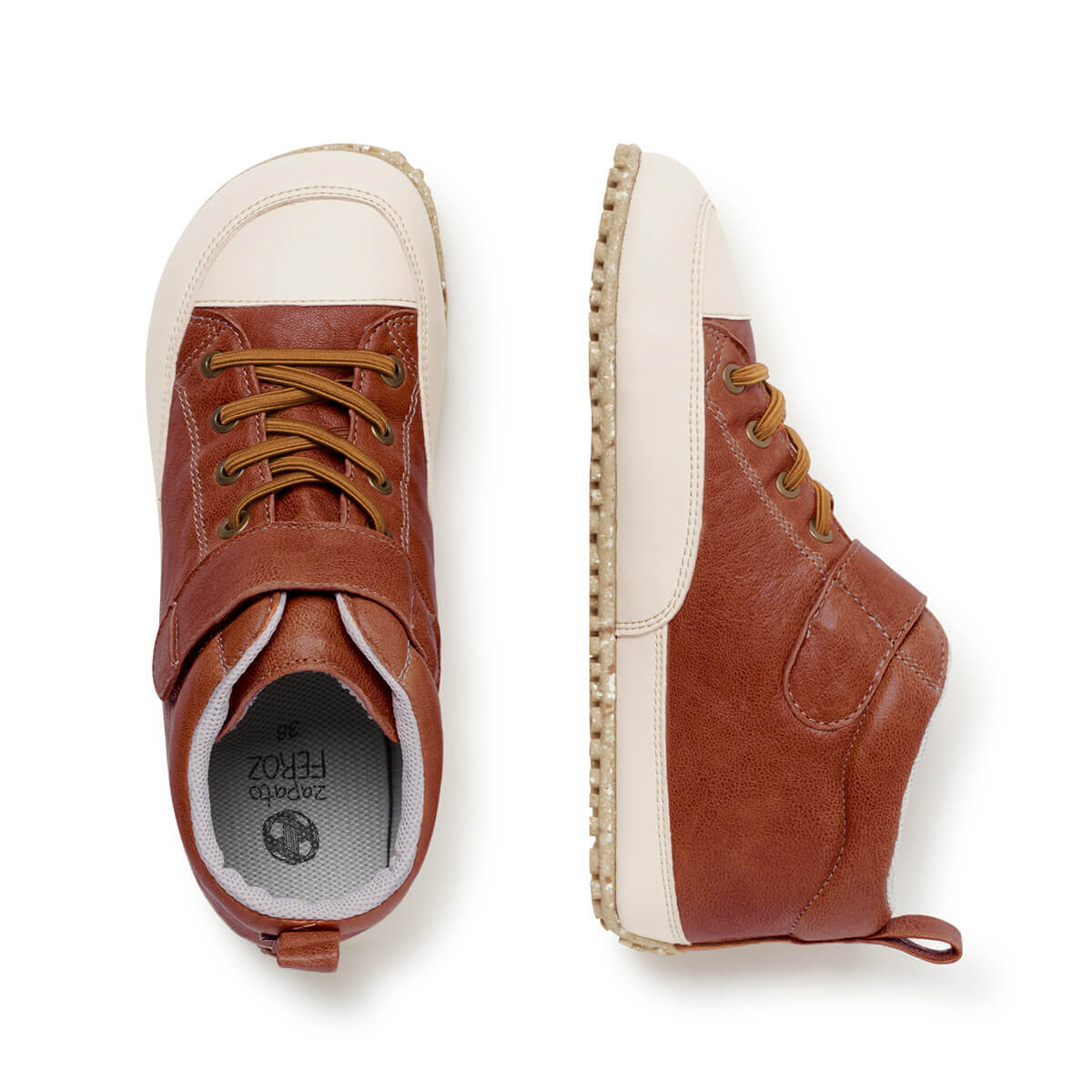 zapatillas deportivas altas ajustables otono invierno piel color nut marron claro viver adulto aw24 03
