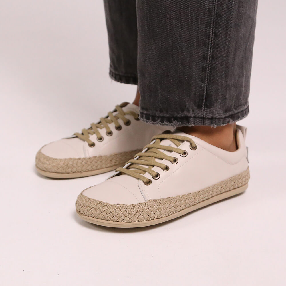 zapatillas deportivas cordones elasticos puntera flexible jerica cuerda freeker adulto ss26 cuerda beige