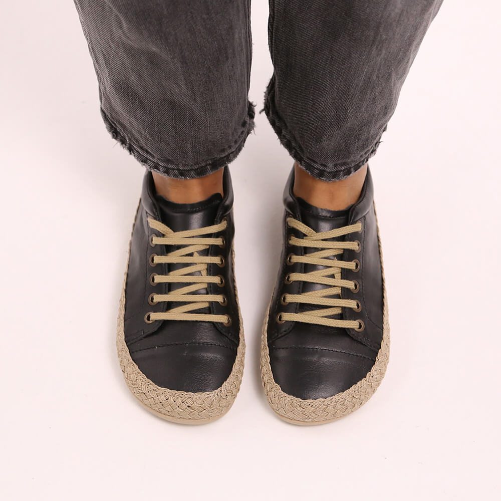 zapatillas deportivas cordones elasticos puntera flexible jerica cuerda freeker adulto ss26 cuerda negra