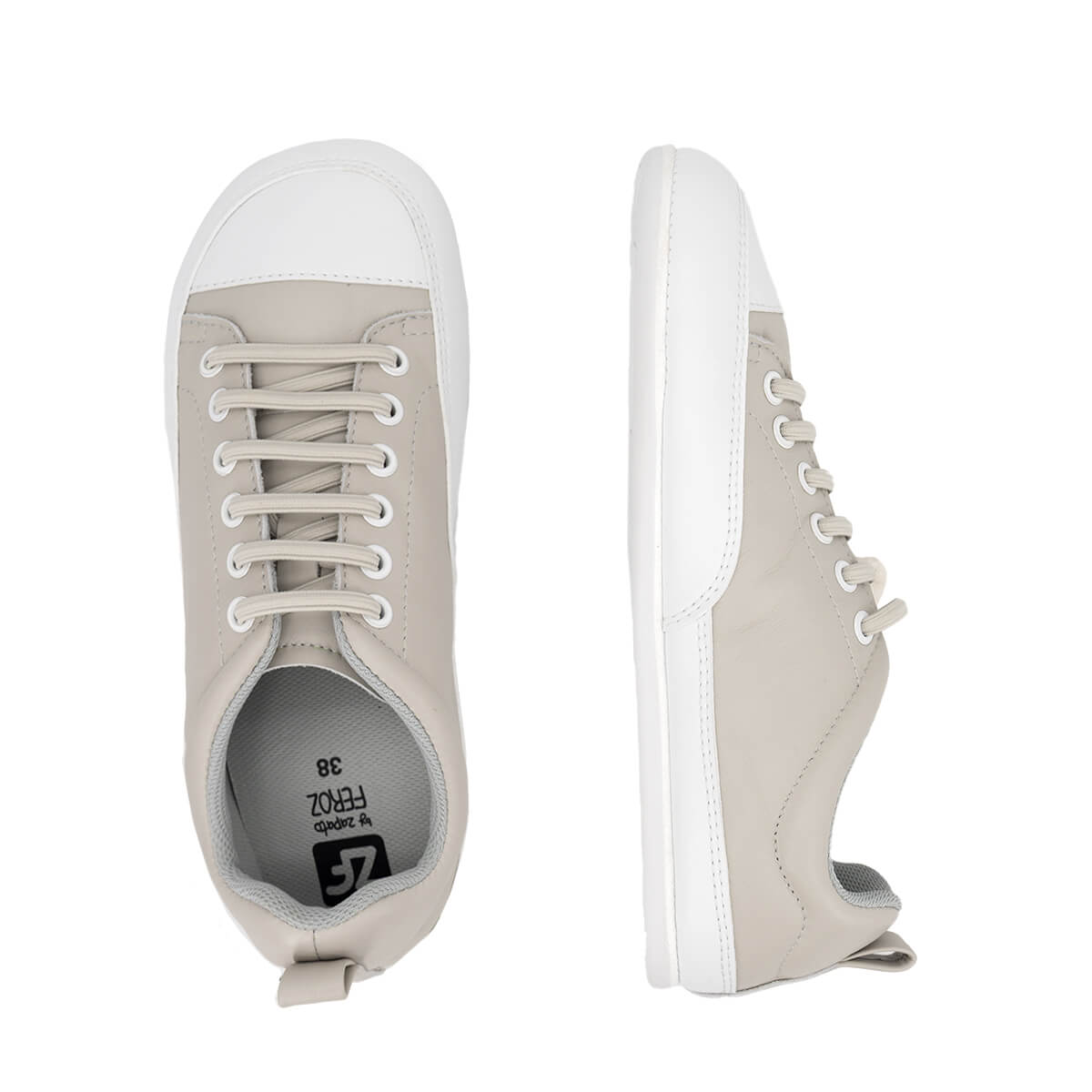 zapatillas deportivas cordones elasticos puntera suela blanca flexible color gris jerica adulto ss26 03| gris Piel