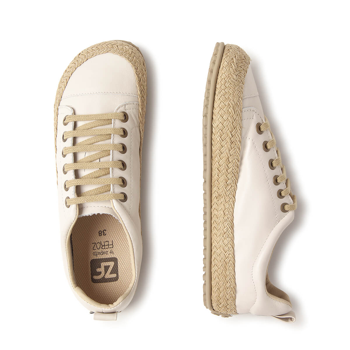 zapatillas deportivas cordones cuerda suela flexible color beige off-white jerica adulto ss25 03
