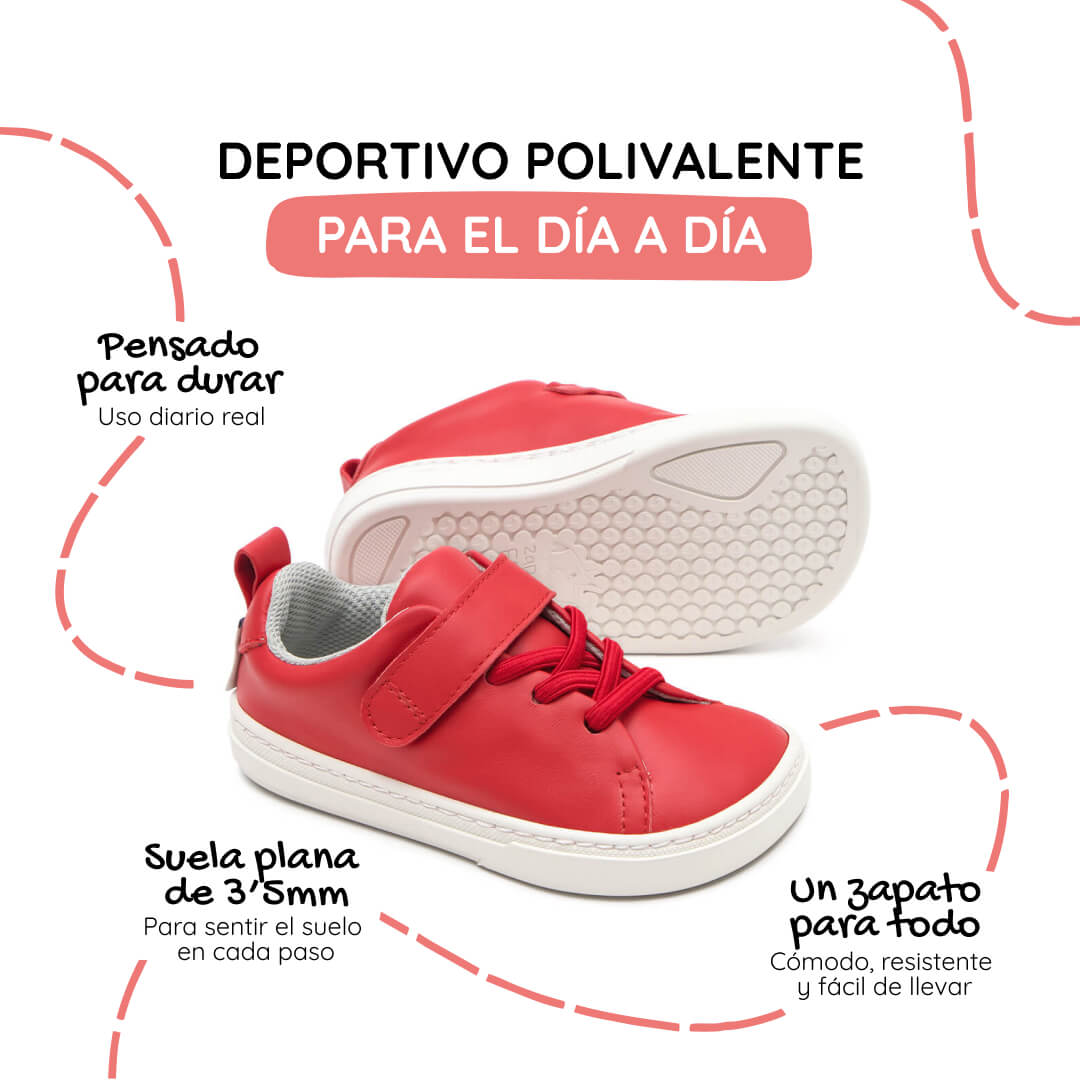 zapatillas deportivas respetuosas forma espacio dedos pies ninos color rojo turia rocker ss26 1000 | rojo microfibra
