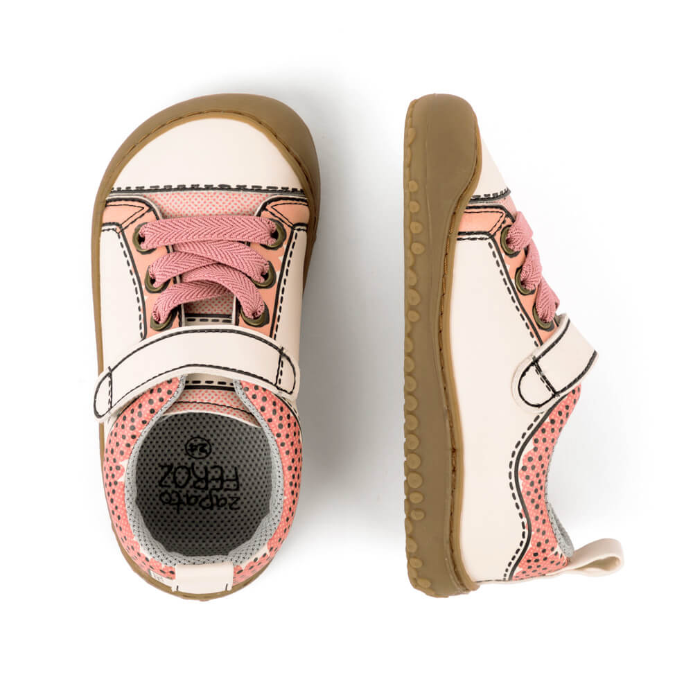 paterna-rocker-comic Naranja Microfibra zapatillas minimalistas colores bebes. Desarrollo natural del pie. Barefoot