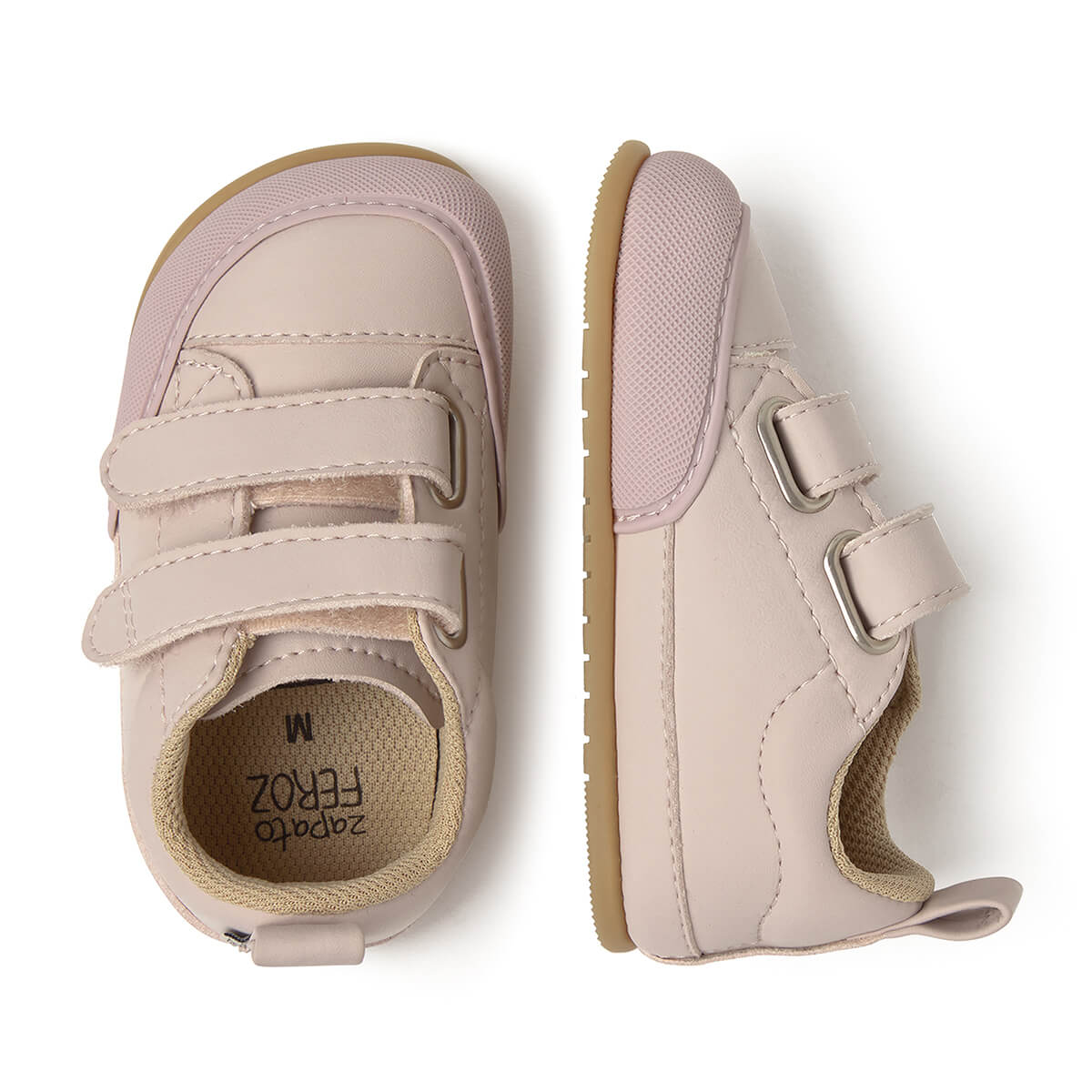 zapatillas minimalistas transpirables velcro bebes color rosa palo claro moraira feroz ss25 03