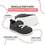 zapatillas respetuosas movimiento autonomia bebe color negro cheste feroz AW25 02 | negro microfibra nobuck