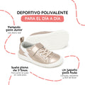 zapatillas respetuosas veganas estilo casual rocker color oro blanco paterna rayo 1000