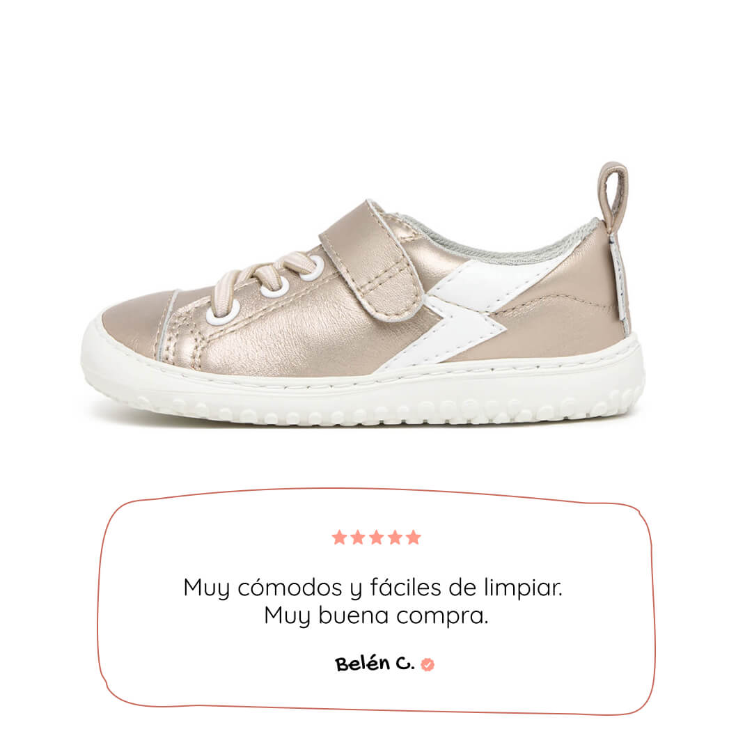 zapatillas respetuosas veganas estilo casual rocker color oro blanco paterna rayo ss26 01