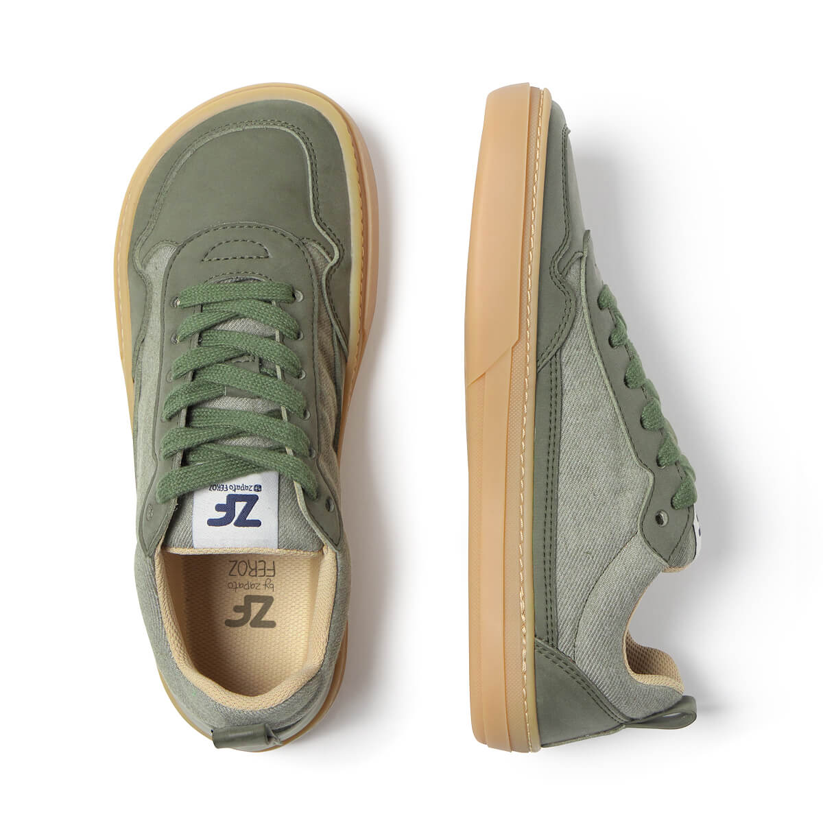 zapatillas respetuosas veganas sostenibles adulto color verde kaki caqui faura freekers aw24 03