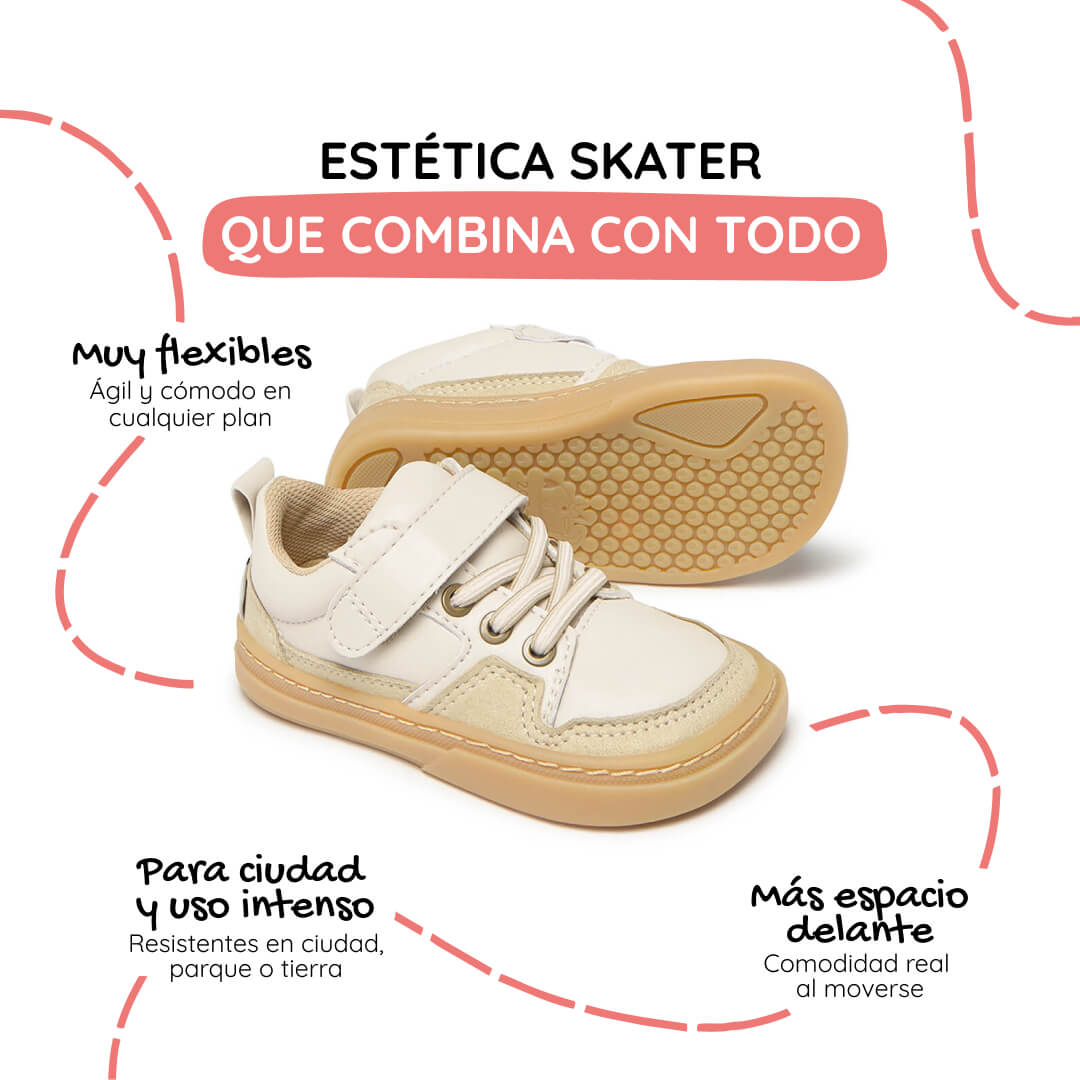 zapatillas respetusas estilo old school ninos color beige off white cheste rocker ss26 02 | Beige microfibra