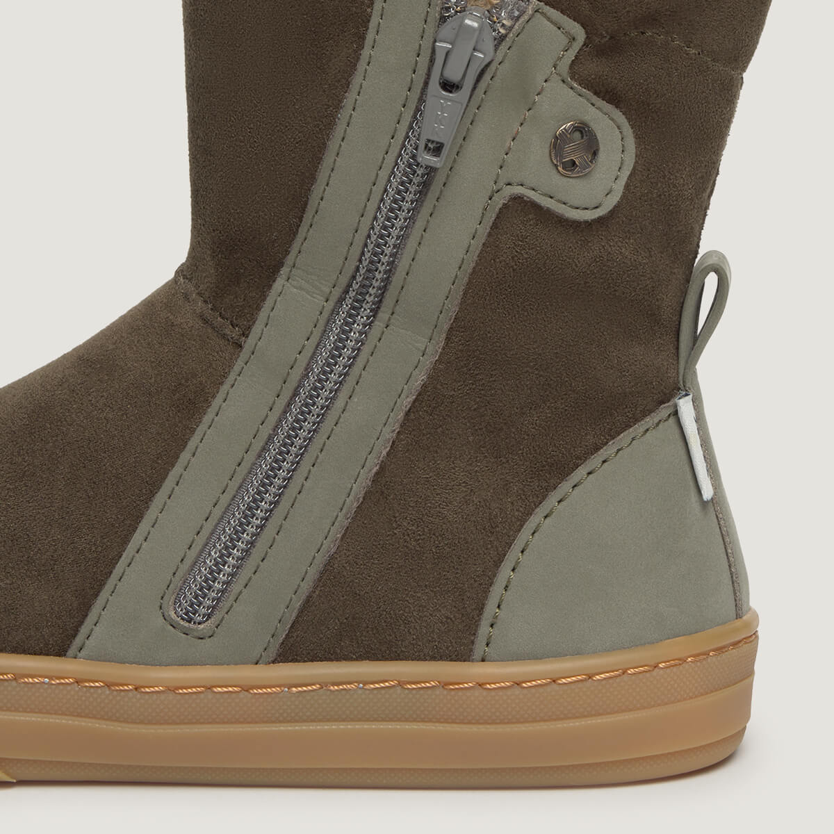 zapato respetuoso barefoot alcoy freekers adulto | kaki microfibra serraje | detalle