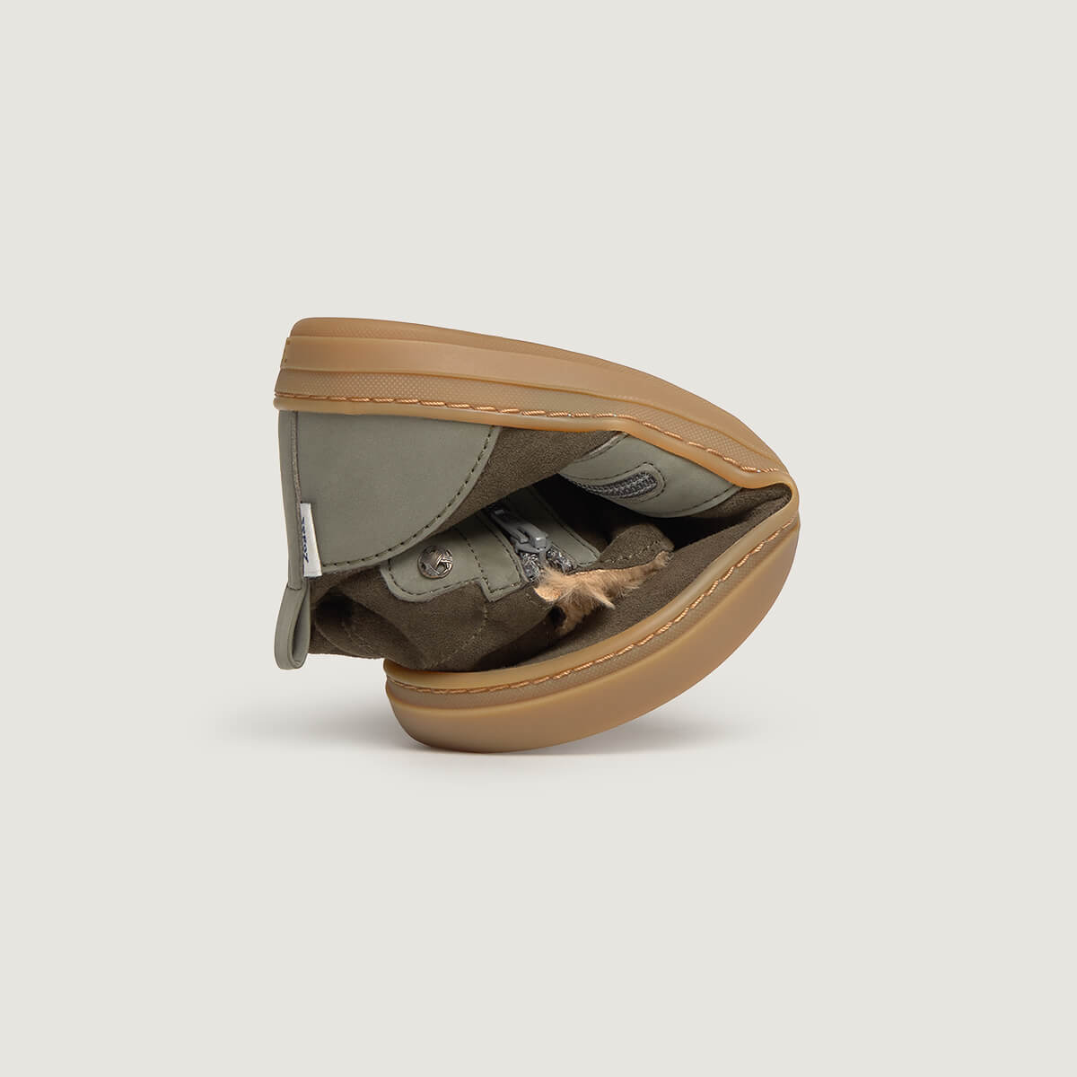 zapato respetuoso barefoot alcoy freekers adulto | kaki microfibra serraje | plegado