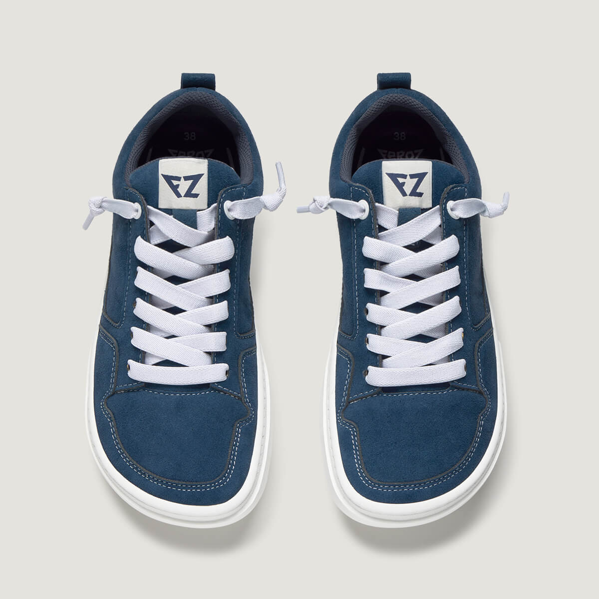 zapato respetuoso barefoot cheste freekers adulto | azul denim serraje reciclado | cenital