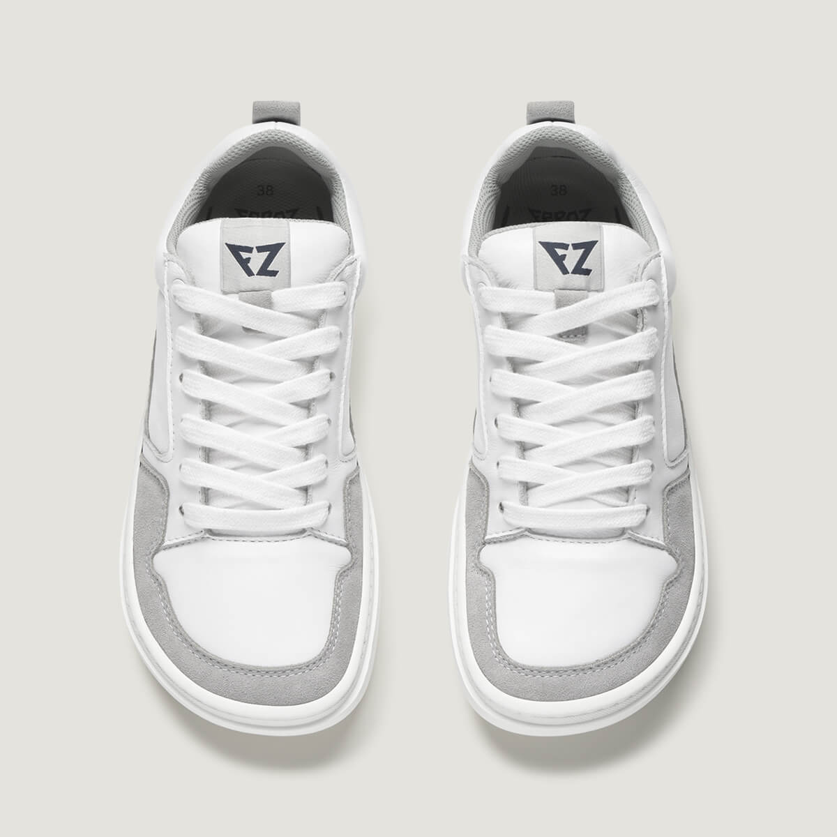 zapato respetuoso barefoot cheste freekers adulto | blanco piel microserraje | cenital