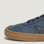 detalle zapato respetuoso barefoot faura freekers adulto | azul denim microfibra nobuck