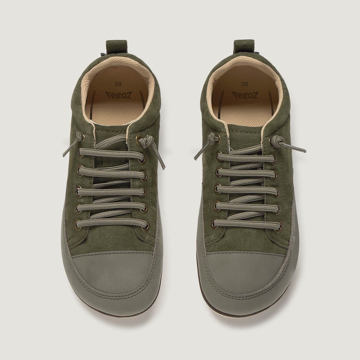 zapato respetuoso barefoot jerica freekers adulto | kaki serraje reciclado microfibra | cenital