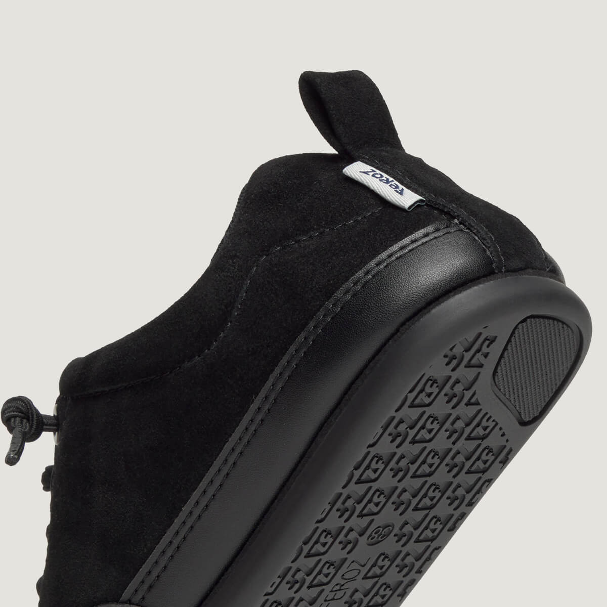 zapato respetuoso barefoot jerica freekers adulto | negro serraje reciclado microfibra | detalle