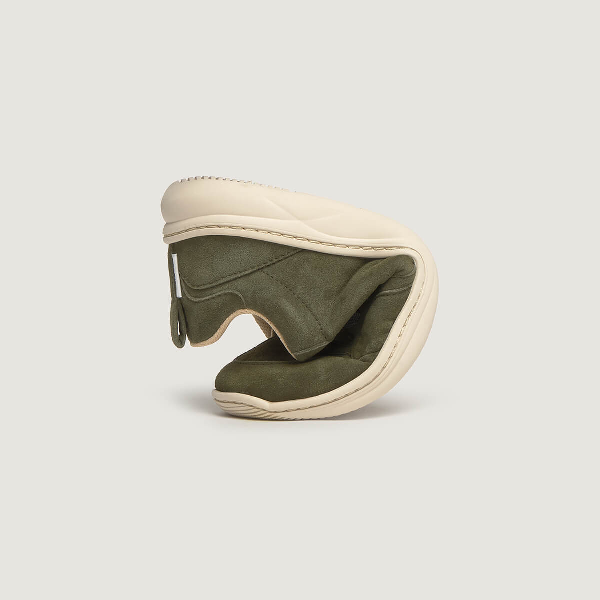 zapato respetuoso barefoot olocau freekers adulto | kaki serraje reciclado microfibra | plegado