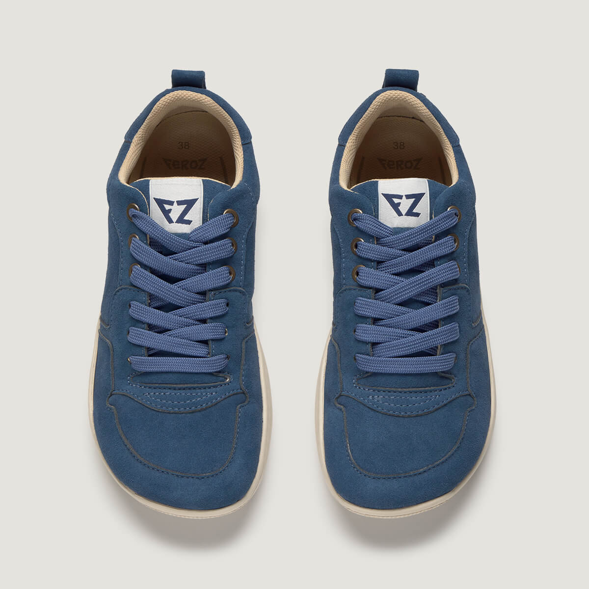 zapato respetuoso barefoot olocau freekers adulto | serraje reciclado microfibra azul | cenital
