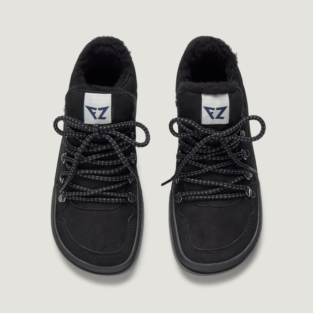 zapato respetuoso barefoot serra freekers adulto | negro serraje reciclado | cenital
