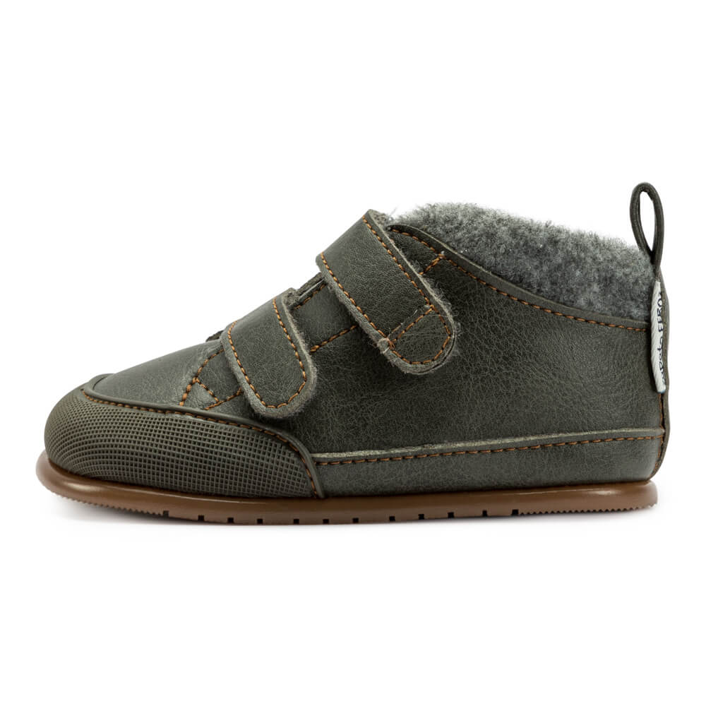 calzado infantil respetuoso borrego bota velcro calentitas feroz lirira gris AW22 01