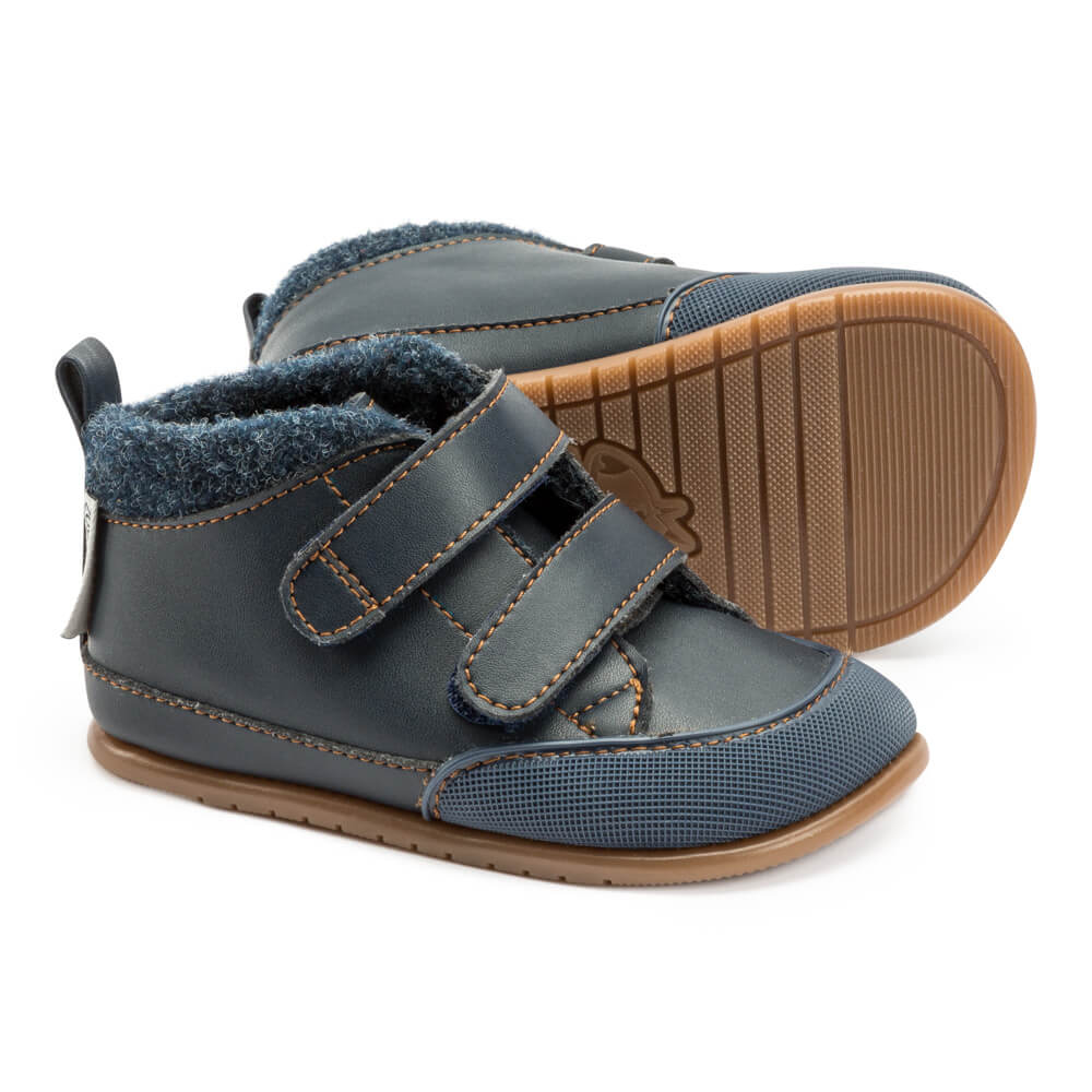 calzado infantil respetuoso borrego bota velcro calentitas piel feroz lirira azul AW22 02