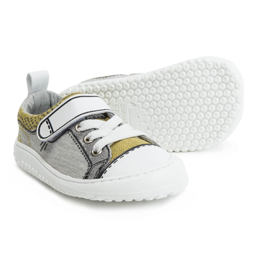 zapato infantil cordones flexible comodo diseño Paterna Comic amarillo gris SS22 02